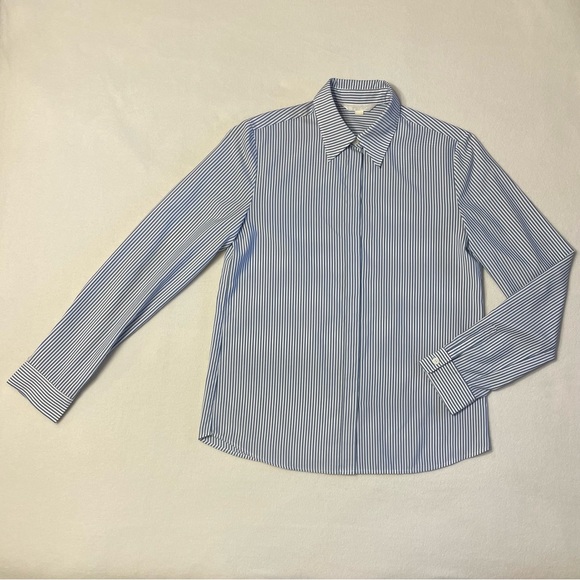 NICE CLAUP Striped Button-up Dress Shirt Light Blue White Made in Korea - Picture 3 of 16
